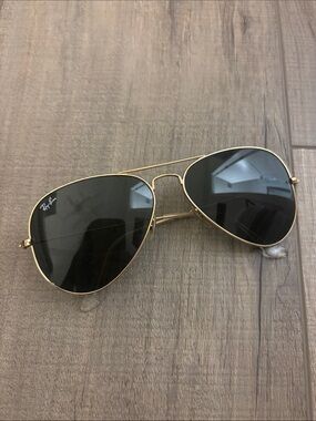 Ray-Ban Gold Aviator Sunglasses with Black Lenses